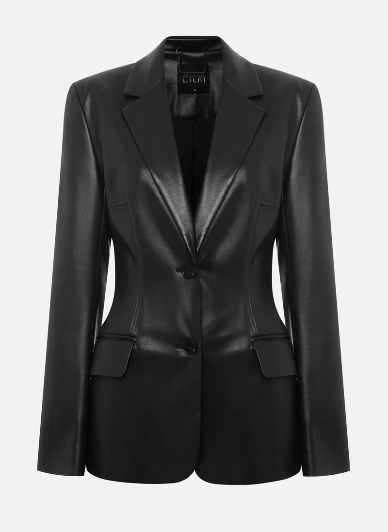 Lichi Fitted eco-leather jacket